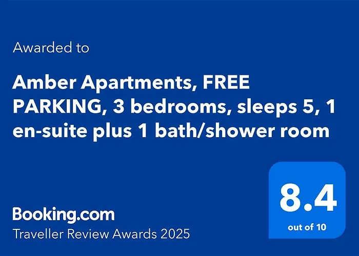 Amber Apartments, Free Parking, 3 Bedrooms, Sleeps 5, 1 En-Suite Plus 1 Bath/Shower Room